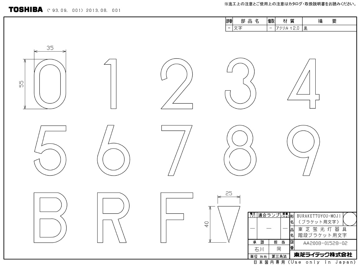ブラケット用文字