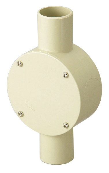 露出用丸型ボックス２８（２方出）［ねじ式］　ＨＩアイボリー