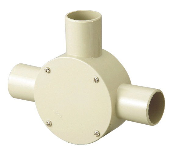 露出用丸型ボックス２８（３方出）［ねじ式］　ＨＩアイボリー