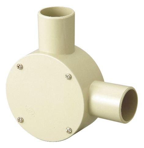 露出用丸型ボックス３６（２方出Ｌ）［ねじ式］　ＨＩアイボリー