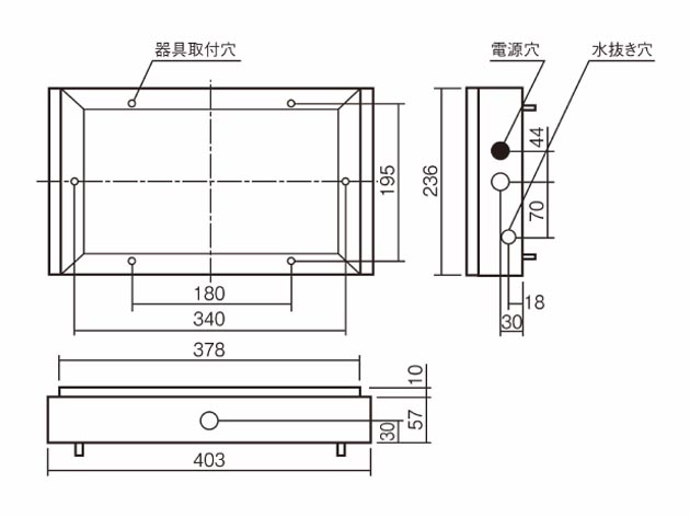床埋込誘導灯　２：１用取付ボックス